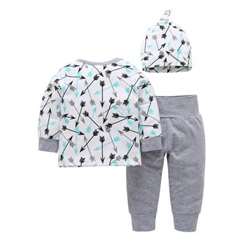 Cotton Arrows Printed T-shirt Plain Pants Set For Kids