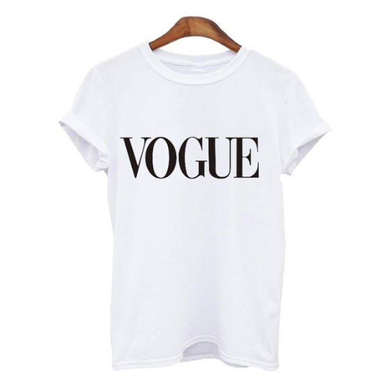 Polyester Short Sleeve Vogue Printed Pattern T- Shirt for Women