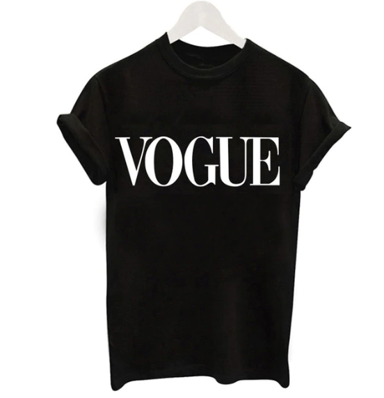 Polyester Short Sleeve Vogue Printed Pattern T- Shirt for Women