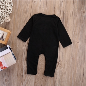 Black Cotton Skeleton Printed Casual Romper For Kids