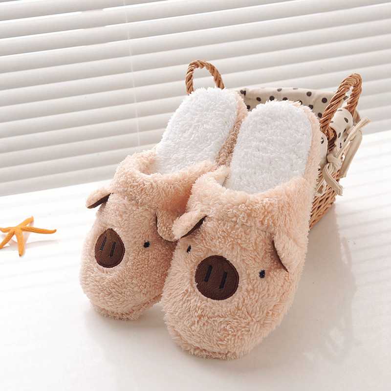 Cotton Pig Cartoon Patterned Women Slippers