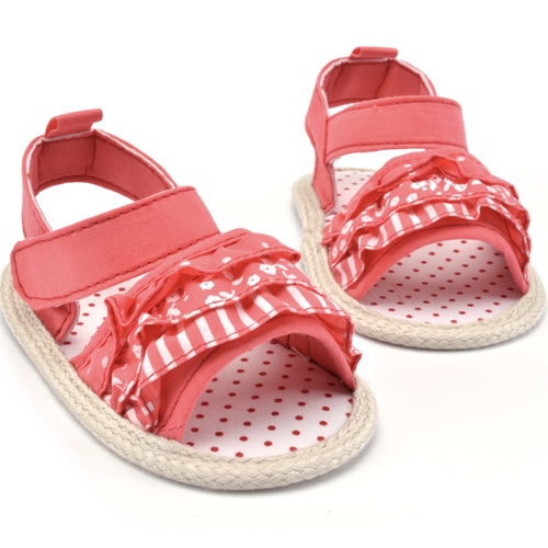 Canvas Ruffled Frilled Front Open Toes Girls Sandals
