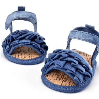 Canvas Ruffled Frilled Front Open Toes Girls Sandals