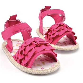 Canvas Ruffled Frilled Front Open Toes Girls Sandals