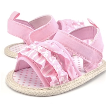 Canvas Ruffled Frilled Front Open Toes Girls Sandals