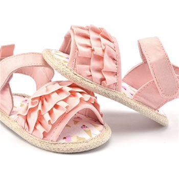 Canvas Ruffled Frilled Front Open Toes Girls Sandals