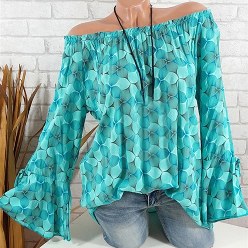 Polyester Printed Elastic Off Shoulder Women Top