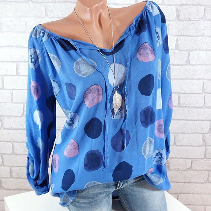 Polyester Circles Printed Loose Fir Women Top