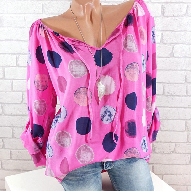 Polyester Circles Printed Loose Fir Women Top