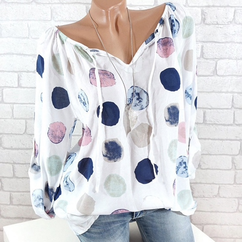 Polyester Circles Printed Loose Fir Women Top