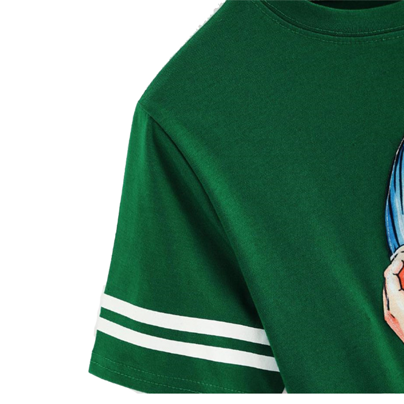 Green Polyester Doll Printed Front Crop Women Top