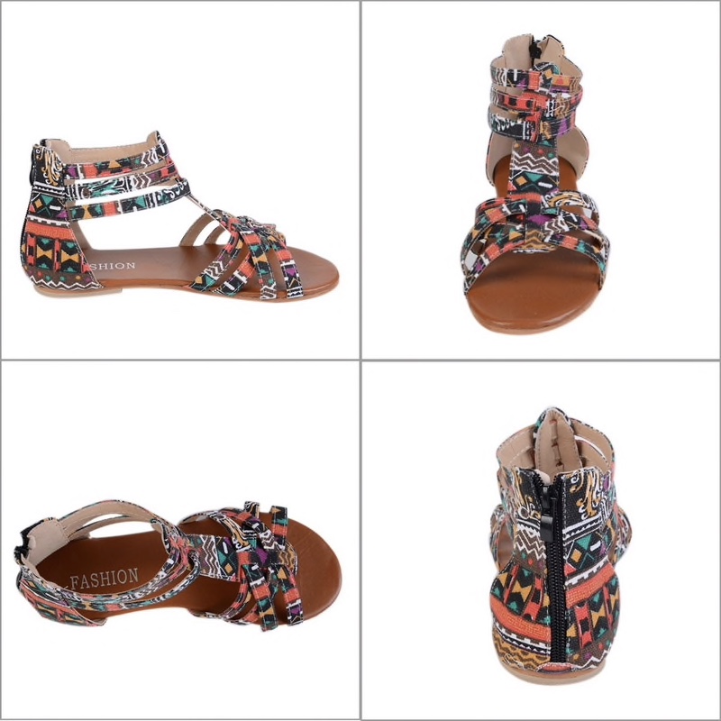 Multicolour PU Multiple Straps Flat Women Sandals