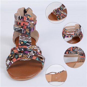 Multicolour PU Multiple Straps Flat Women Sandals