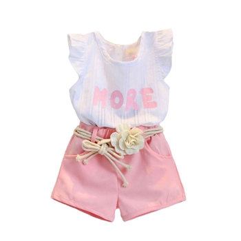 Pink Cotton Letter Printed Shorts for Baby Girl