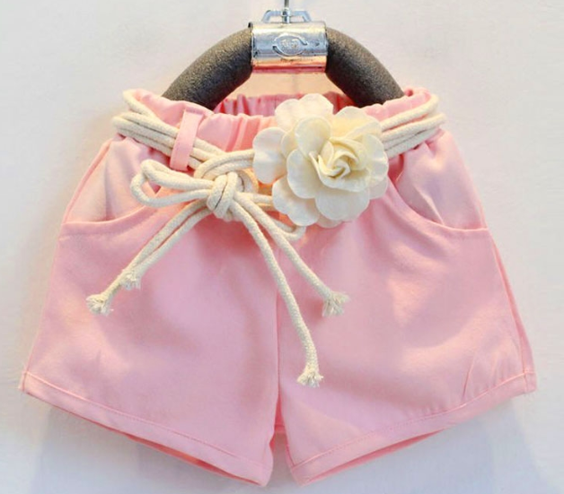 Pink Cotton Letter Printed Shorts for Baby Girl