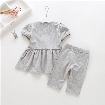 Cotton Cute Printed Peplum Top Pants Set For Girls