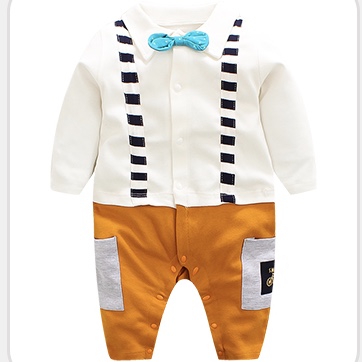 Cotton Bow Collar Neck Casual Romper For Boys