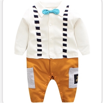 Cotton Bow Collar Neck Casual Romper For Boys