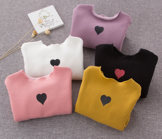 Cotton Print Puff Sleeve Winter T Shirt for Baby Girl
