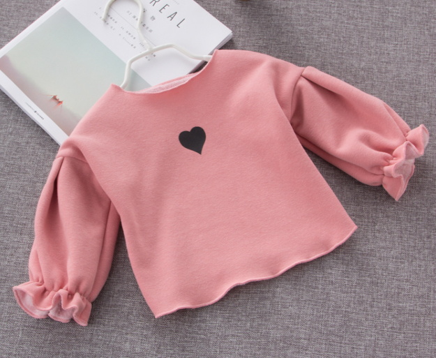 Cotton Print Puff Sleeve Winter T Shirt for Baby Girl