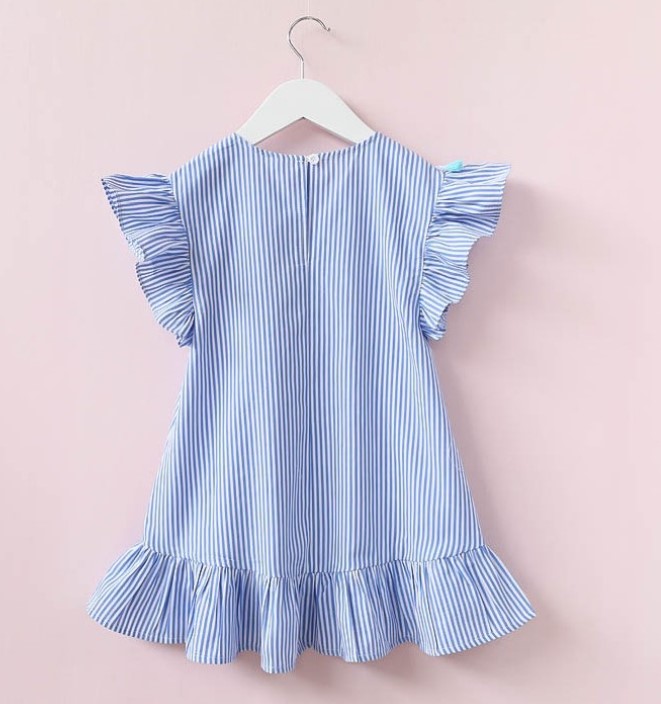 Cotton Stripes Printed Dress for Baby Girl