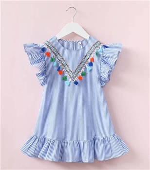 Cotton Stripes Printed Dress for Baby Girl