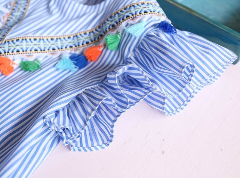 Cotton Stripes Printed Dress for Baby Girl