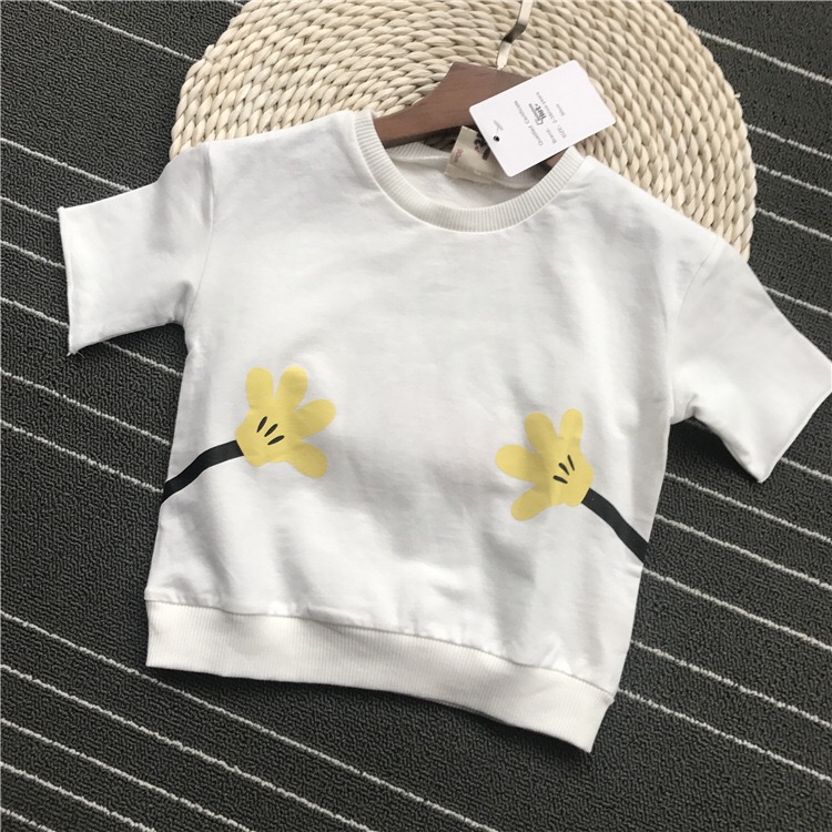 Cotton Cartoon Hands Printed Casual T-shirt For Boys