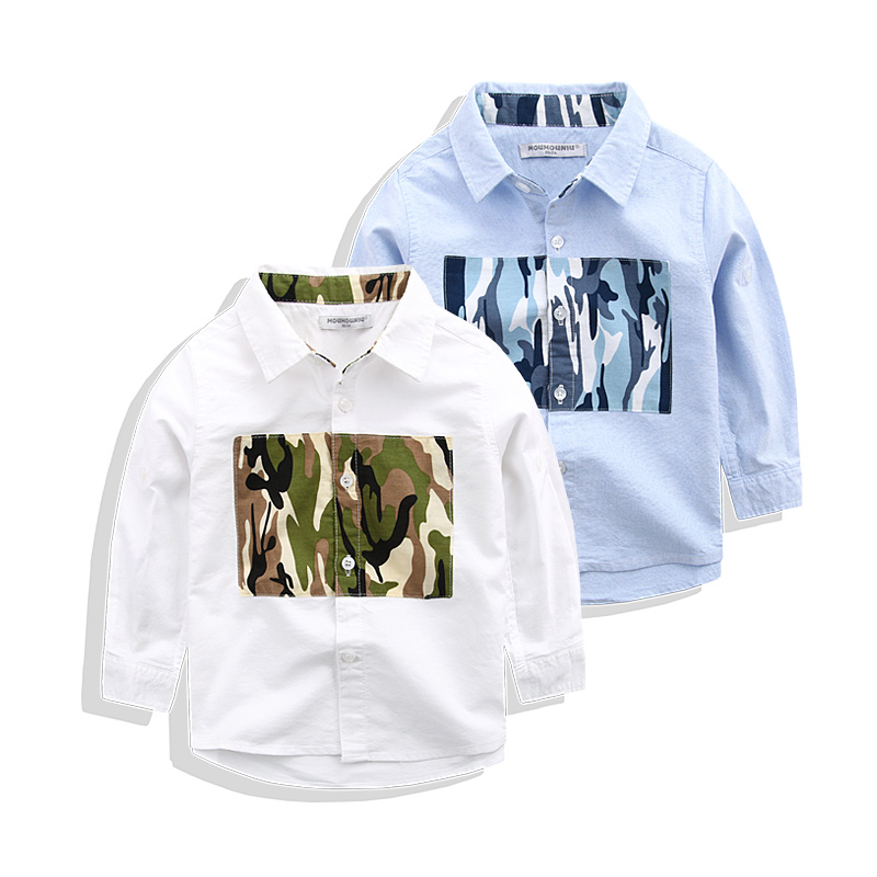 Cotton Military Printed Patch Worked Front Casual Shirt For Boys