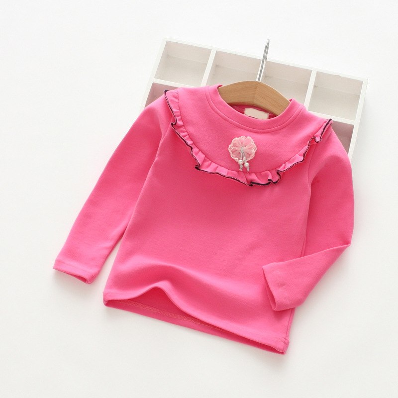Cotton Ribbon Flower Decorated Cute Top For Girls