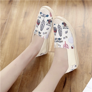 Canvas Owl Printed Toed Casual Women Shoes
