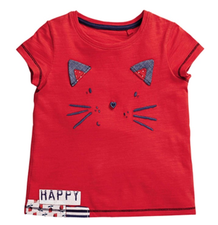 Cotton Cat Printed T Shirt for Girls