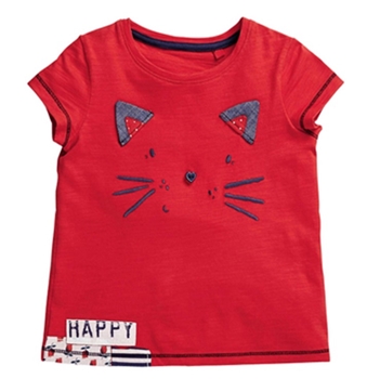 Cotton Cat Printed T Shirt for Girls
