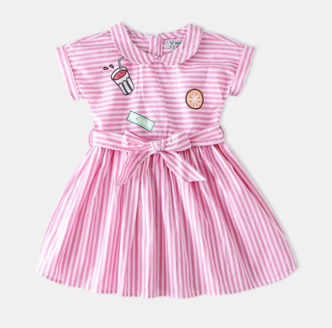 Cotton Striped Printed Skirt Dress for Girls