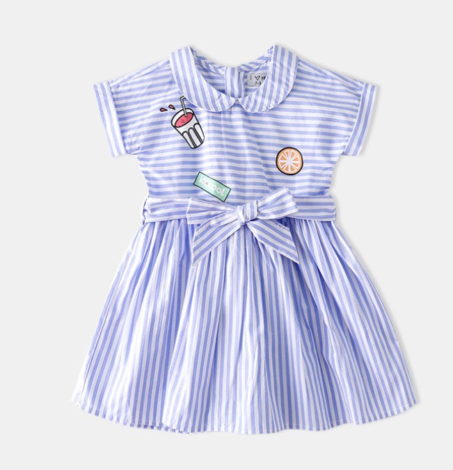 Cotton Striped Printed Skirt Dress for Girls
