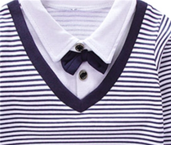 Blue Cotton Liner Long Sleeve Dress for Baby Boy