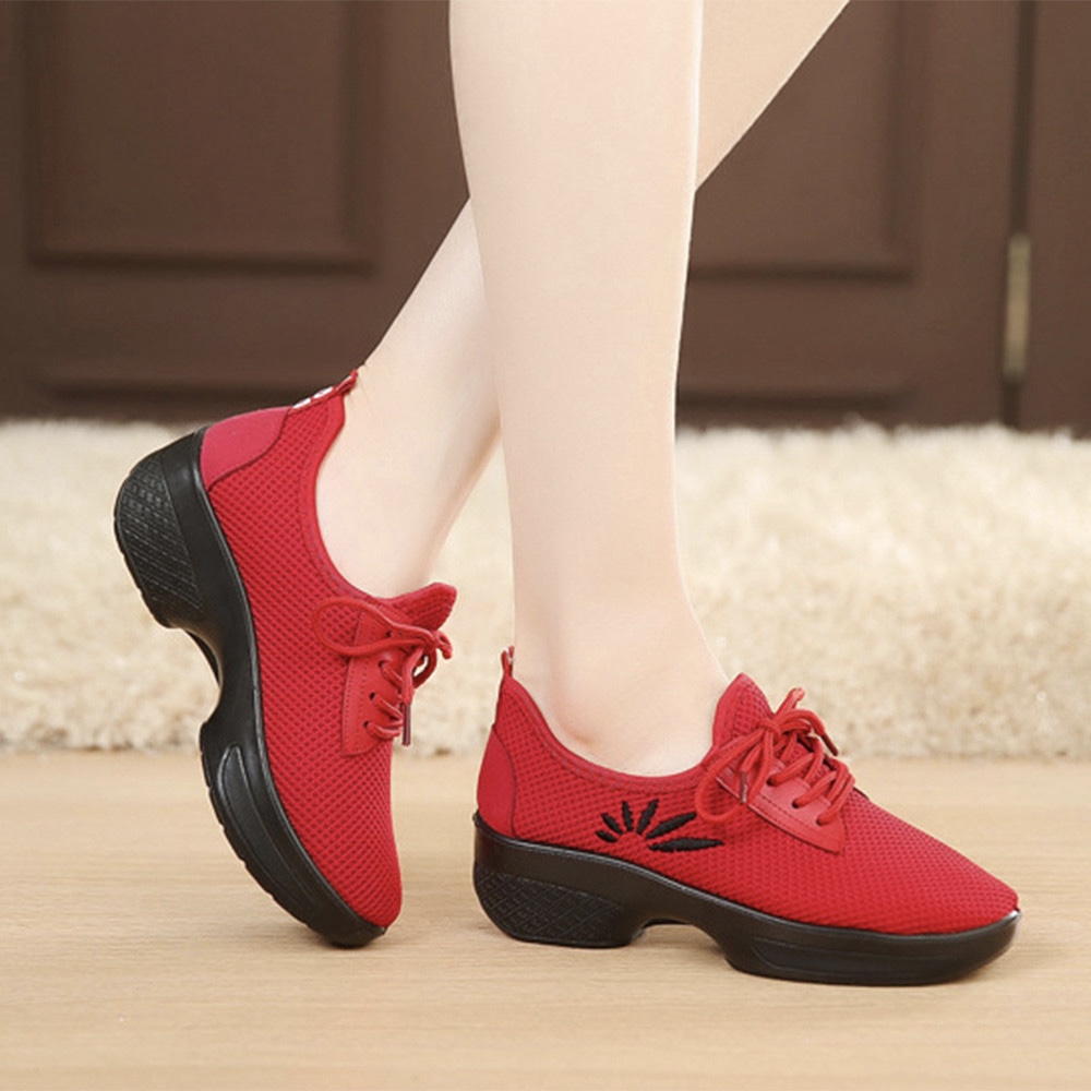Mesh Thread Embroidery Wedges Heel Casual Women Shoes