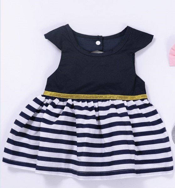 Cotton Strips Printed Dress for Baby Girl