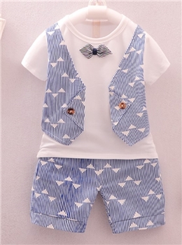 Cotton Striped Printed Two Pieces Suit for Kids