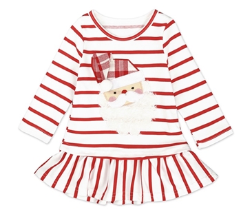 Cotton Santa Claus Striped Printed Dress for Baby Girl