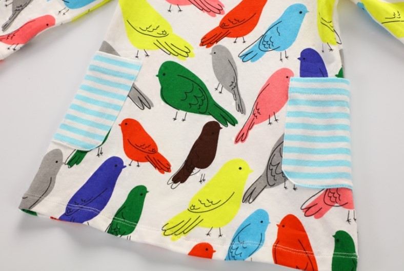 Cotton Birds Printed Dress for Girls