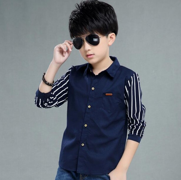 Cotton Striped Long Sleeve Shirt for Boys