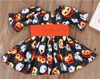 Cotton Halloween Pumpkin Dress for Baby Girl