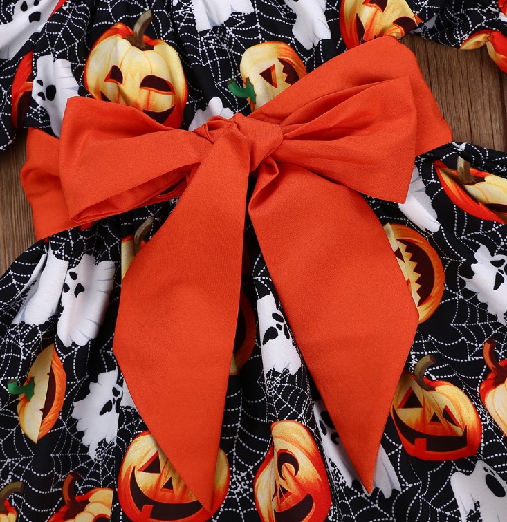 Cotton Halloween Pumpkin Dress for Baby Girl