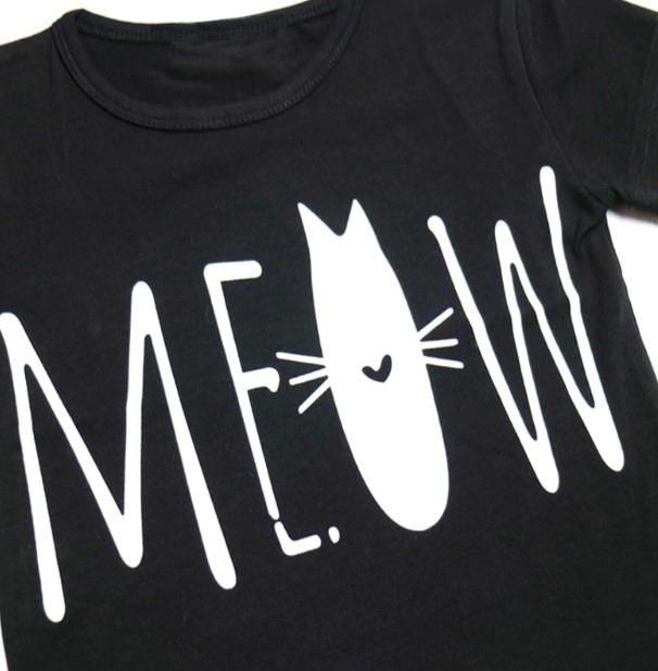 Cotton Meow Letter Printed T Shirt for Baby Girl