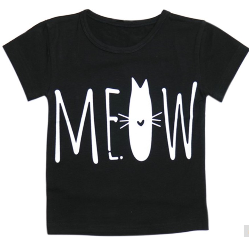 Cotton Meow Letter Printed T Shirt for Baby Girl