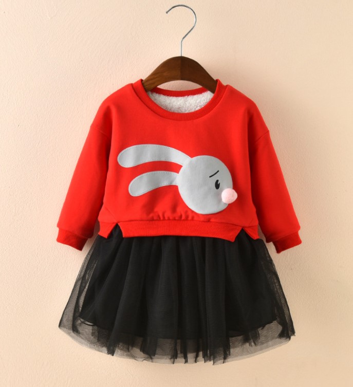 Cotton Rabbit Print Skirt Dress for Baby Girl