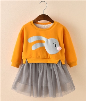 Cotton Rabbit Print Skirt Dress for Baby Girl