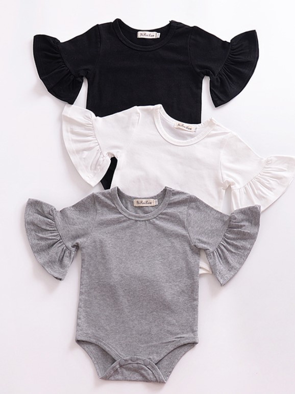 Cotton Trumpet Sleeves Bodysuit for Baby Girl 