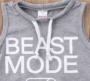 Grey Cotton Letter Printed Summer Romper for Kids